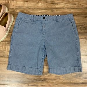 Boden Blue White Striped Cuffed Shorts Women's 12‎